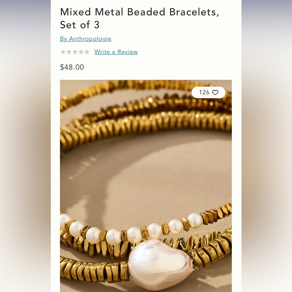 Anthropologie Gold Beaded Wrap Bracelet with Pearl Accent - Picture 4 of 4